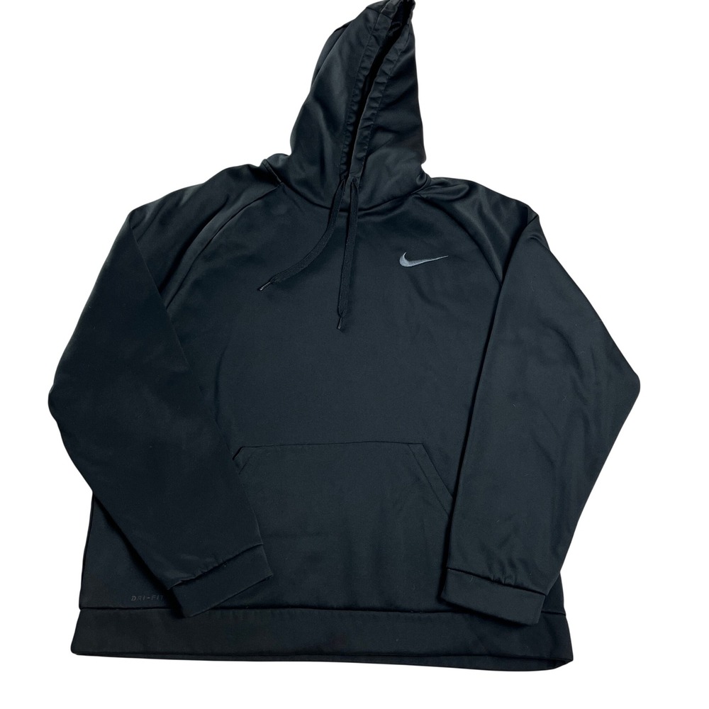 Nike Black Dri-Fit Pullover Hoodie Athletic Training Sweatshirt Men's XL